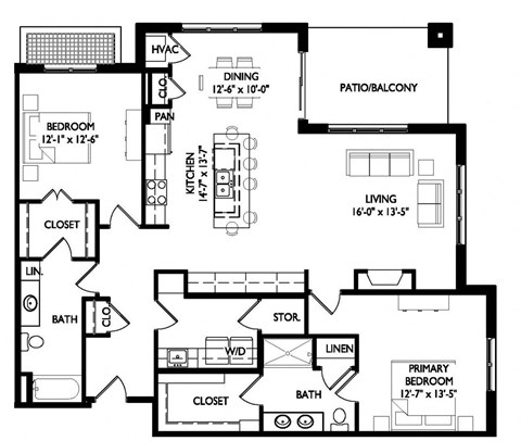 a floor plan of a house with a combination of bedrooms and a living room